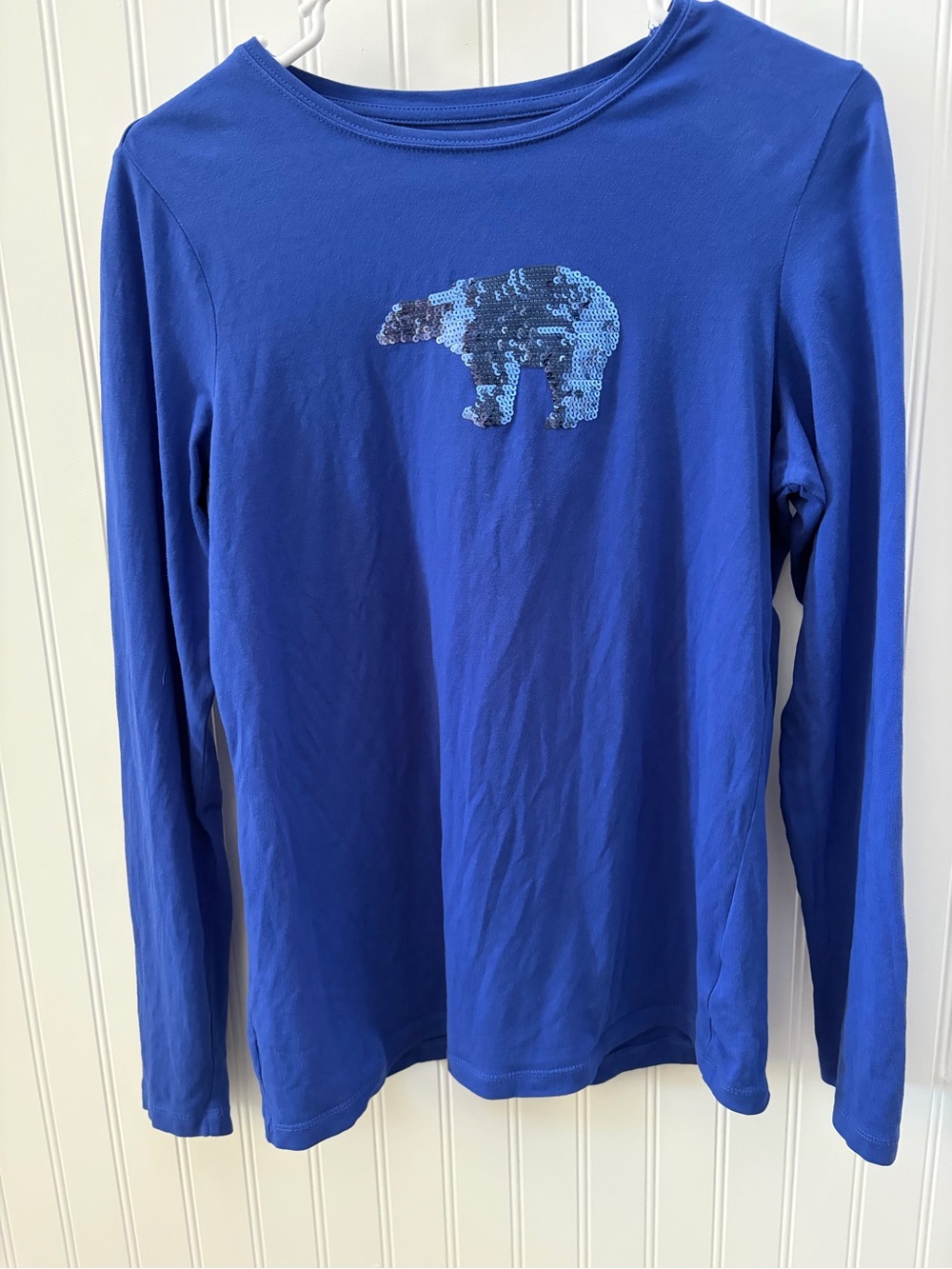 Women’s long sleeve polar bear sequin shirt